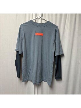 Under Armour Graphic Tee Mens Size Large Dual-Layer Long-Sleeve Gray Neon Orange